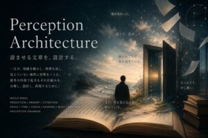 読者の視線、注意、記憶、予測を通して、読み続けたくなる文章を意図的に設計する研究プロジェクト「Perception Architecture」。文章が読者の内部で世界を発生させ、読後の見方まで変える仕組みを探ります