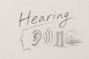 音は、見えない場所の存在を伝えます。Hearingでは、視界の外にある人物や空間を読者の中で維持し、世界を途切れさせない文章設計を考えます。