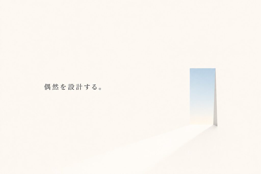 人は知っているものしか選べない。検索と最適化が既知への移動を速める時代に、予定になかった接触が生まれる条件を考える。「偶然を設計する」という試論。