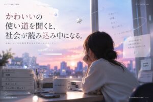 かわいい、綺麗、目立つ、覚えられる。そこまでは誰でも言える。では、その見た目は何に使えるのか。評価はするのに使い道は説明できない社会のズレを、スクロールで読むページとして書きました。