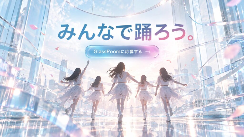 東京で活動するアイドルグループGlassRoomが初期メンバーを募集。高校生から22歳までの女性が対象。歌やダンスの経験は不問。音楽やファッションが好きな人も歓迎。10月25日に恵比寿周辺で面談。歌唱・ダンス審査なし。応募締切は2026年10月24日18時。面談の往復交通費は運営負担。